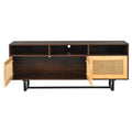 Retro Rattan TV Stand 3 door Media Console with walnut-mdf