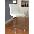 Set of 2 Padded Leatherette Counter Height Chairs in white-dining room-dining chairs-faux leather