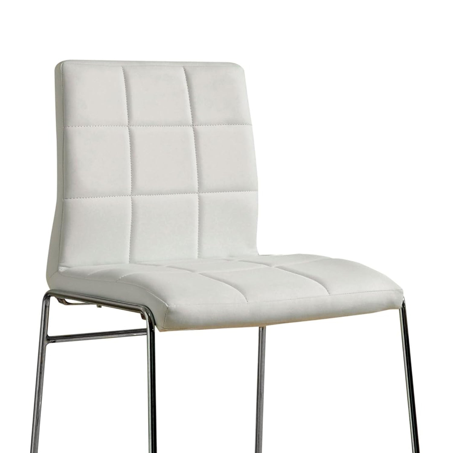 Set of 2 Leatherette Upholstered Counter Hight Chairs solid-white-dining room-side chair-faux leather