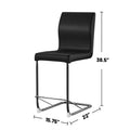 Set of 2 Padded Leatherette Dining Chairs in Black and solid-chrome-dining room-metal