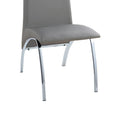 Set of 2 Padded Gray Leatherette Side Chairs in Chrome solid-gray-dining room-side chair-faux leather