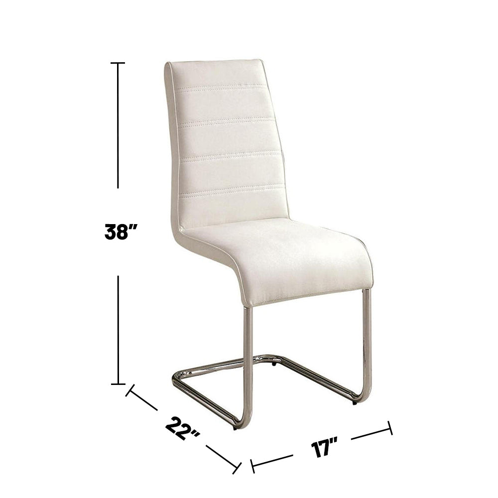 Set of 2 Padded White Leatherette Side Chiars in solid-white-dining room-side chair-faux leather