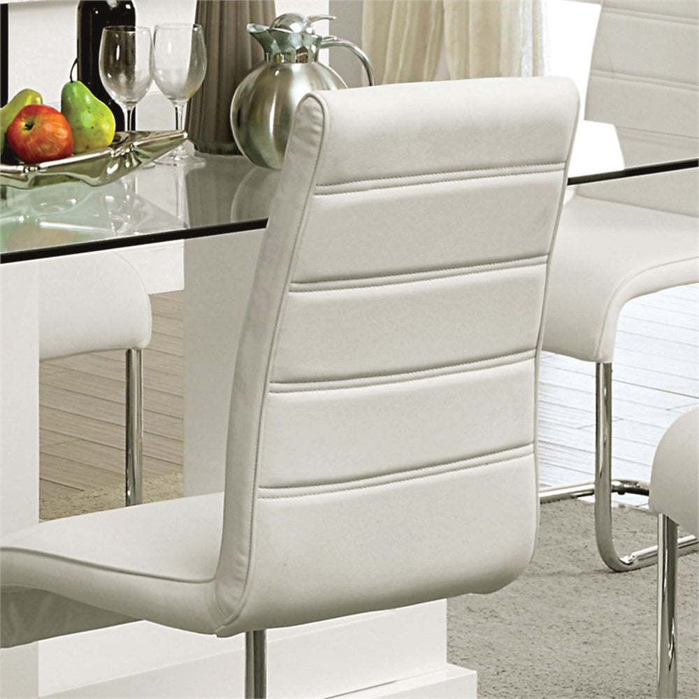 Set of 2 Padded White Leatherette Side Chiars in solid-white-dining room-side chair-faux leather