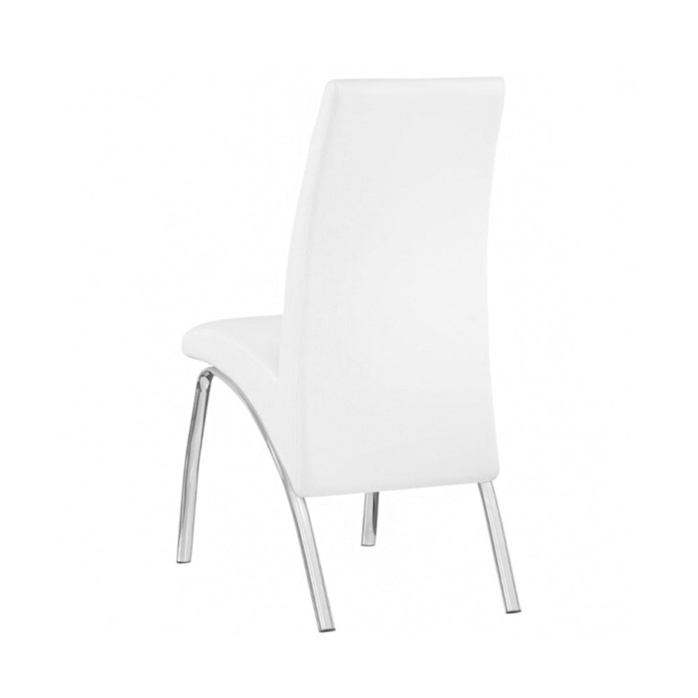 Set of 2 Padded Leatherette Side Chairs in White and solid-white-dining room-side chair-faux leather