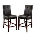 Set of 2 Padded Leatherette Counter Height Chairs in solid-black-dining room-faux leather