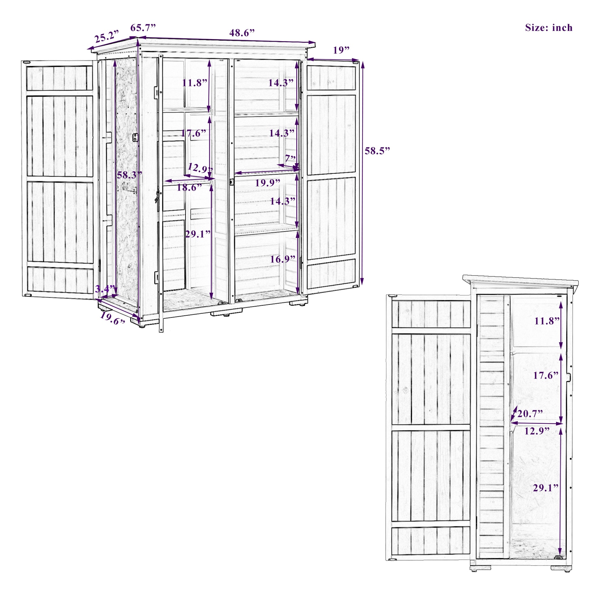 Outdoor 5.5ft Hx4.1ft L Wood Storage Shed natural-water resistant frame-garden &