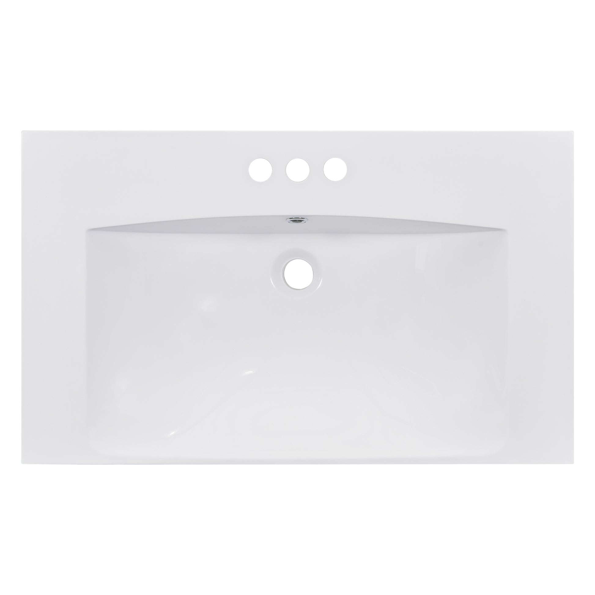 30" Single Bathroom Basin Sink, Vanity Top Only, 3 white-resin