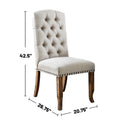 Set of 2 Ivory Fabric Upholstered Dining Chairs