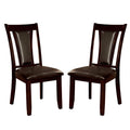 Set of 2 Padded Espresso Leatherette Side Chairs in solid-cherry-dining room-dining chairs-wood