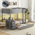 Twin Over Twin Bunk Bed with Twin size Trundle gray-solid wood