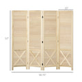 HOMCOM 4 Panel Pegboard Display Room Divider, 4.7' natural-wood