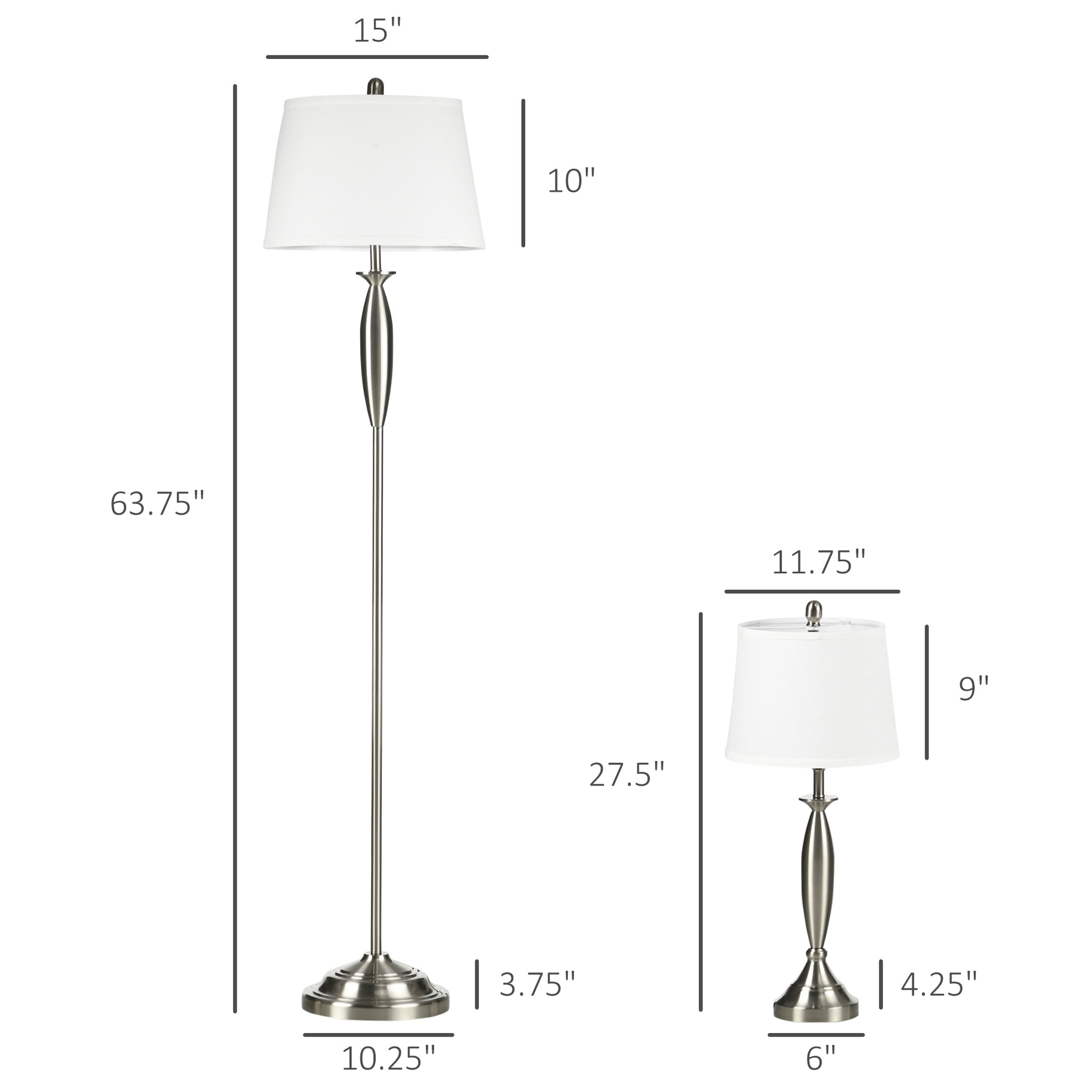 Homcom Boho Desk Lamp & Floor Lamps Set of 3, 3