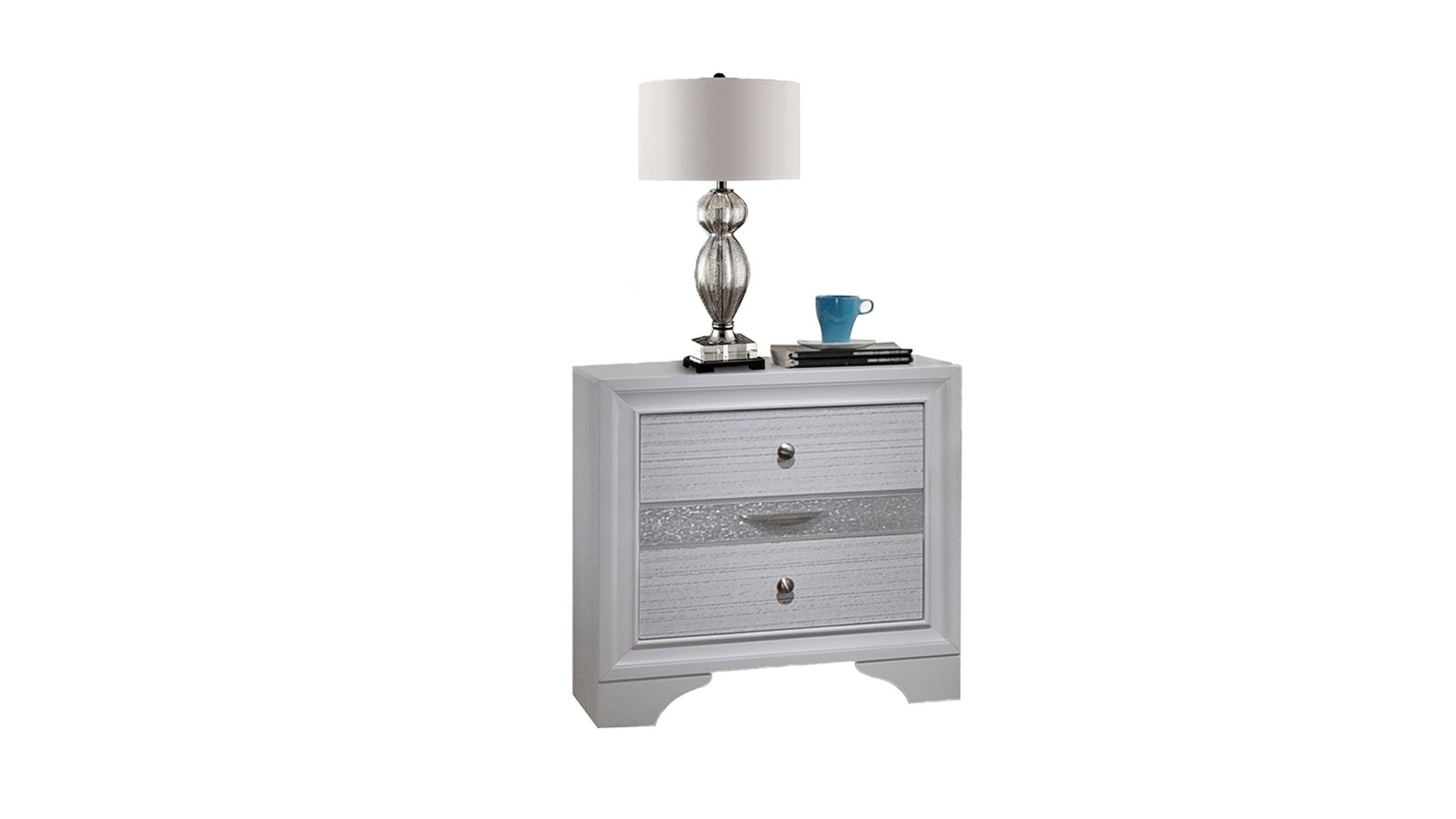 Matrix Traditional 2 Drawer Nightstand made with Wood white-2 drawers-bedroom-bedside