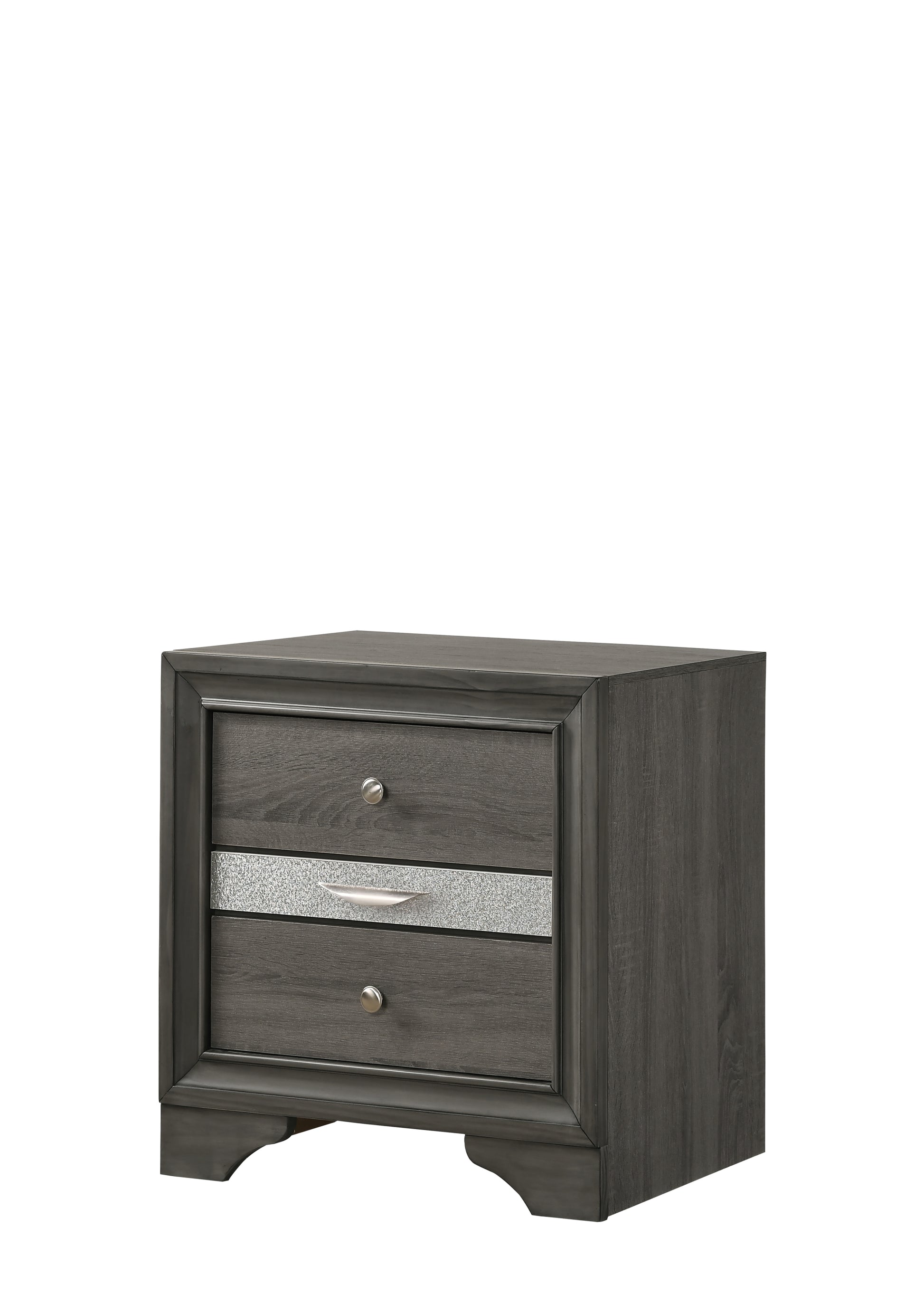 Matrix Traditional 2 Drawers Nightstand made with Wood grey-gray-2 drawers-bedroom-bedside