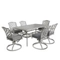 Modern Outdoor 7 Piece Aluminum Dining Set, Basalt wheat-aluminium