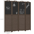 HOMCOM 4 Panel Folding Room Divider with Blackboard natural-wood