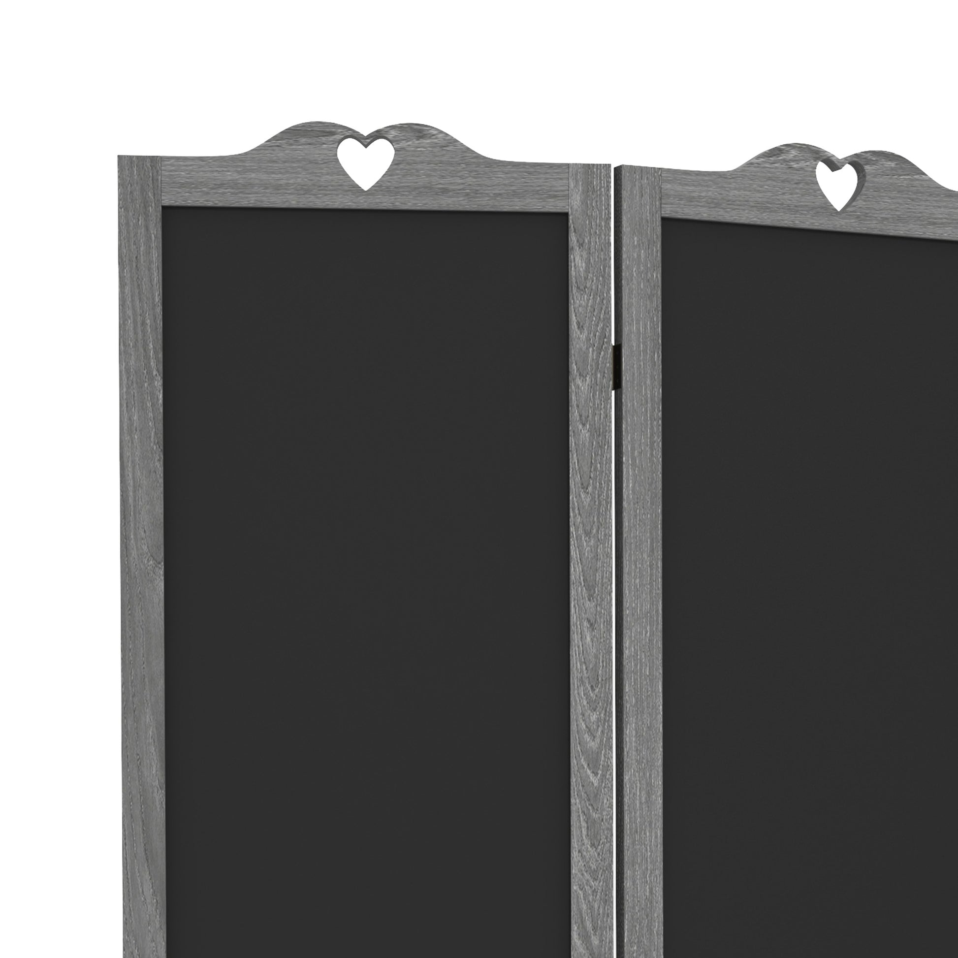 HOMCOM 4 Panel Folding Room Divider with Blackboard gray-wood