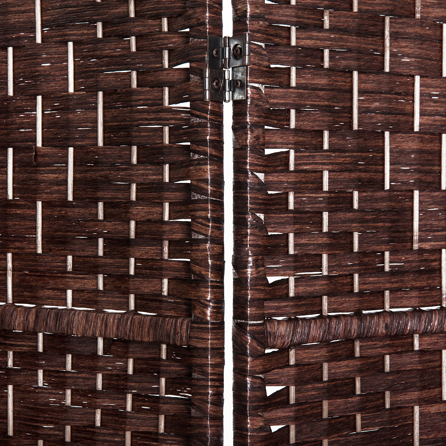 HOMCOM 6' Tall Wicker Weave 6 Panel Room Divider brown-wood