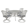 Modern Outdoor 7 Piece Aluminum Dining Set, Basalt wheat-aluminium