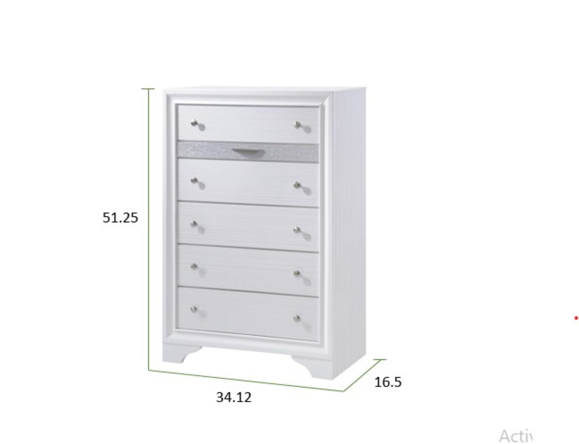 Matrix Traditional Style 5 Drawer Chest made with Wood white-bedroom-traditional-solid wood+mdf-wood