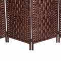 HOMCOM 6' Tall Wicker Weave 6 Panel Room Divider brown-wood