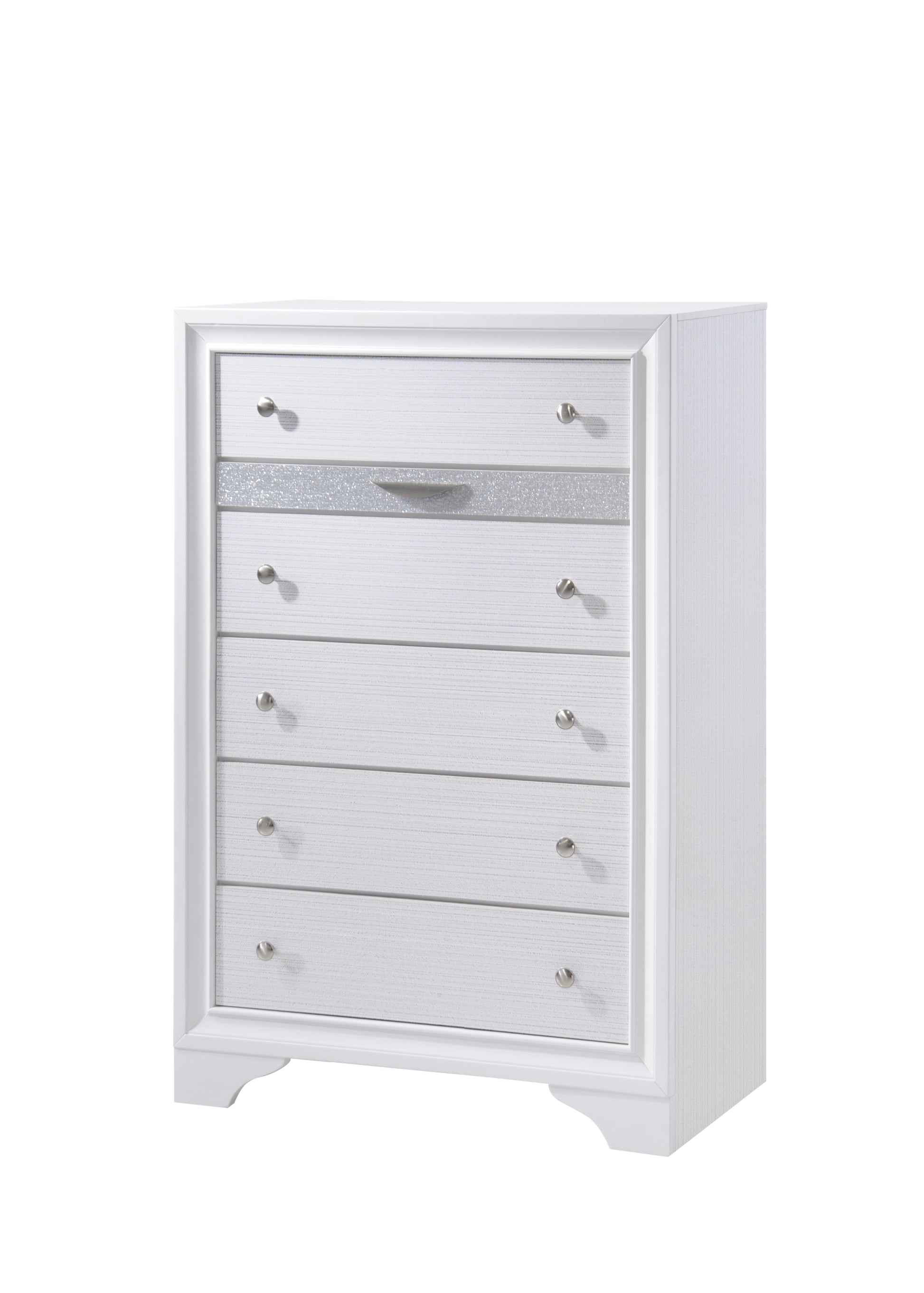 Matrix Traditional Style 5 Drawer Chest made with Wood white-bedroom-traditional-solid wood+mdf-wood