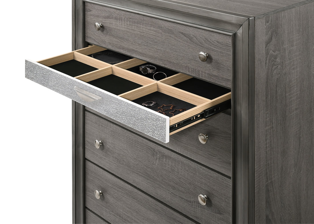 Matrix Traditional Style 5 Drawer Chest made with Wood black-gray-drawer-5 drawers &