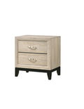 Contemporary 2 Drawer Nightstand End Table Drift Wood cream white-wood