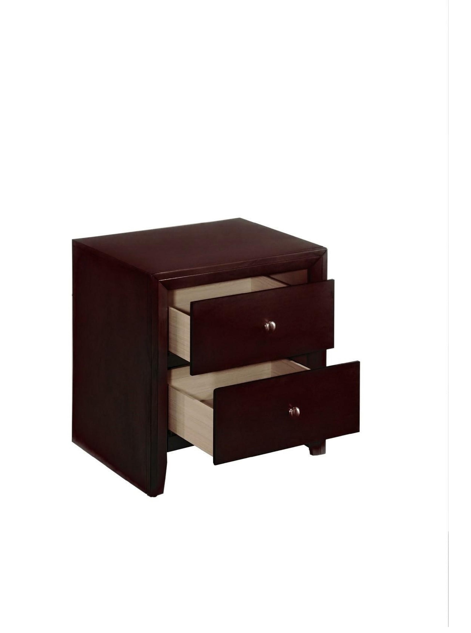 Contemporary Modern Look 2 Drawer Nightstand End Table dark brown-wood