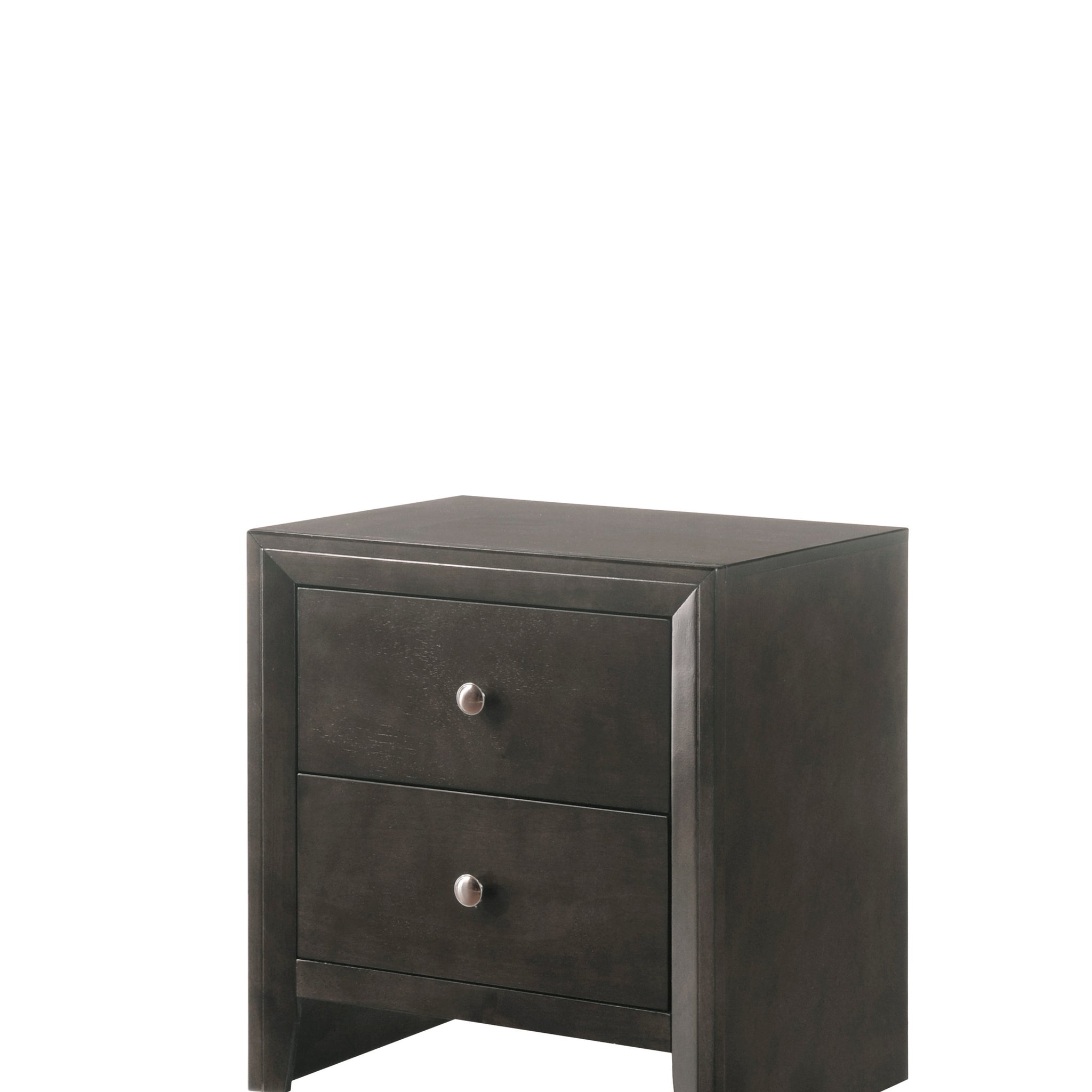 Contemporary Modern Look 2 Drawer Nightstand End Table gray-wood