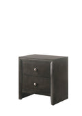 Contemporary Modern Look 2 Drawer Nightstand End Table gray-wood