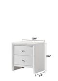 Contemporary Modern Look 2 Drawer Nightstand End Table white-wood