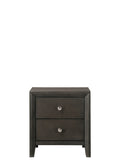 Contemporary Modern Look 2 Drawer Nightstand End Table gray-wood