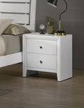 Contemporary Modern Look 2 Drawer Nightstand End Table white-wood