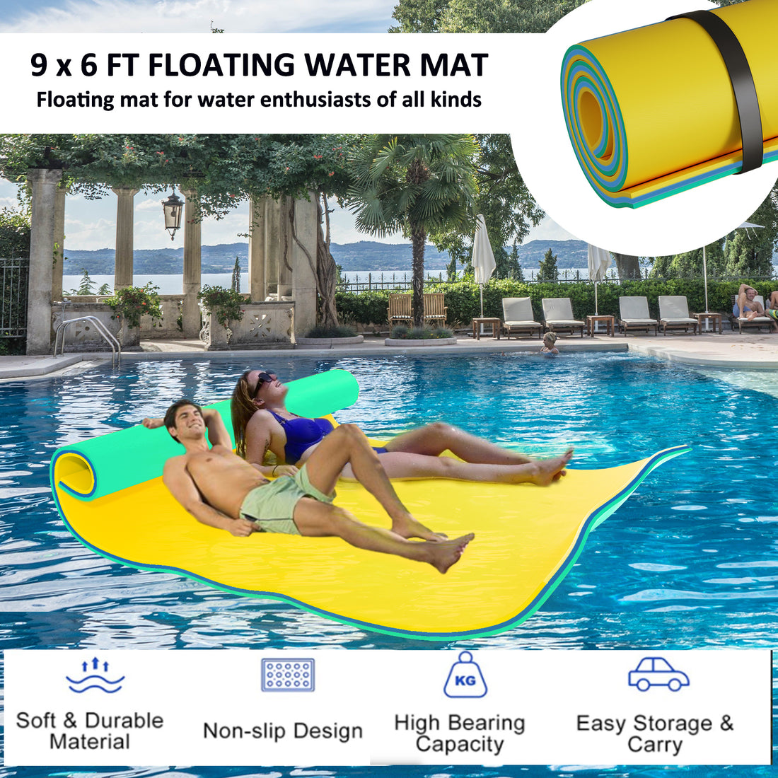 Floating Water Mat, 9' 6' Lily Pad Floating Mat,