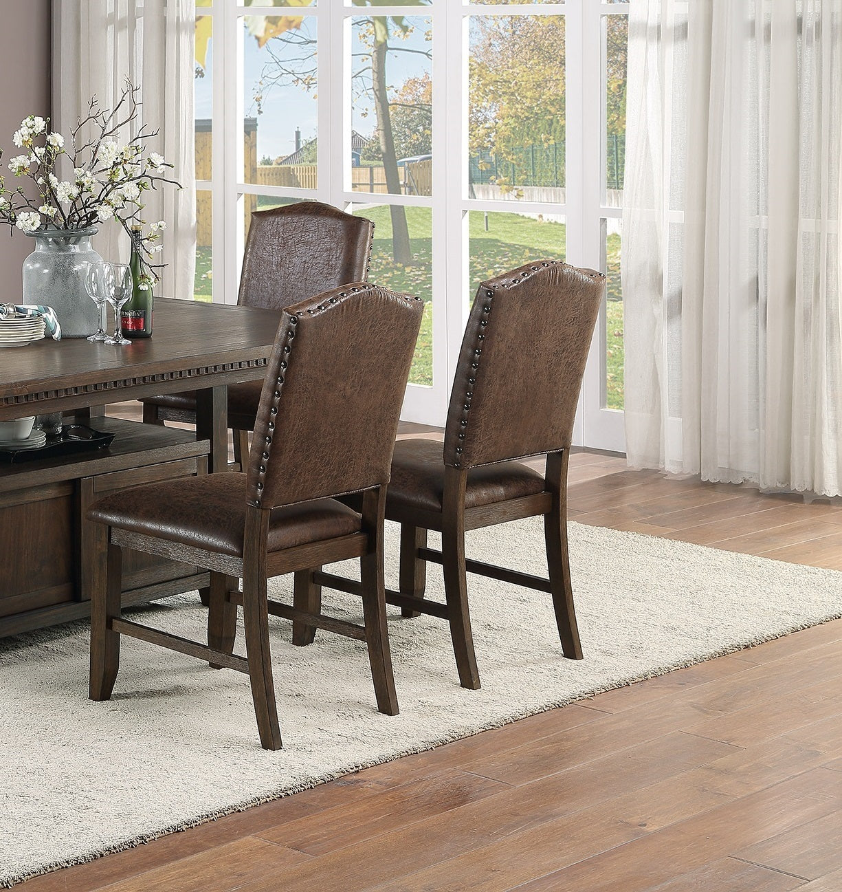 Classic Design Brown Rustic Espresso Finish Faux espresso-brown-dining