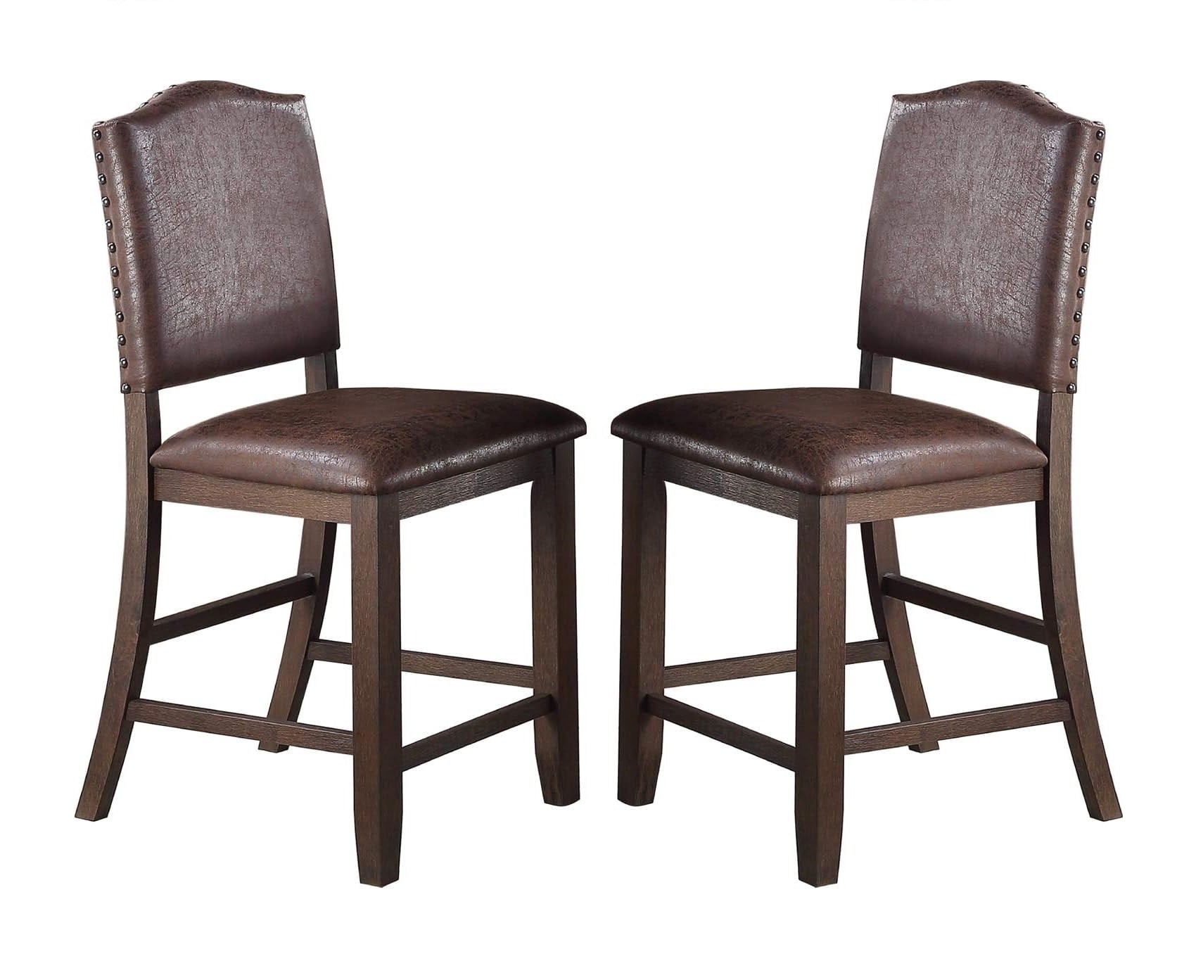 Classic Design Rustic Espresso Finish Faux Leather Set espresso-brown-dining