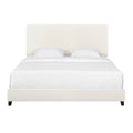 Queen Size White Boucle Upholstered Platform Bed