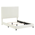 Queen Size White Boucle Upholstered Platform Bed