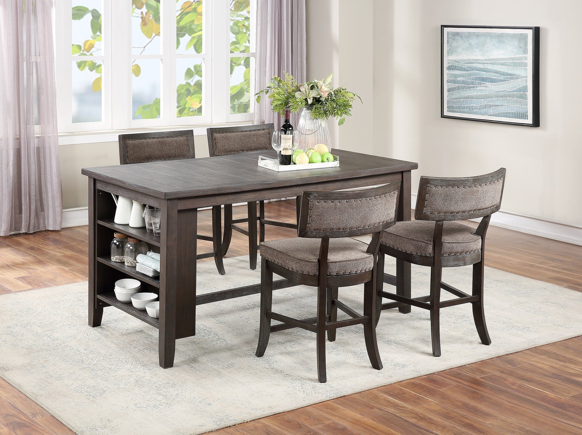 Modern Casual 1pc Counter Height High Dining Table w espresso-espresso-dining