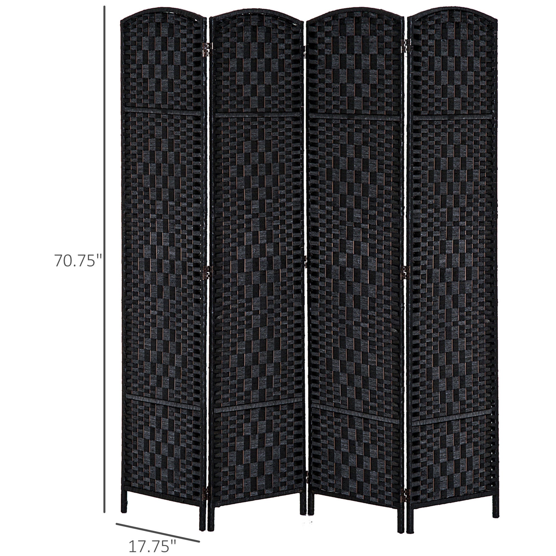 HOMCOM 6' Tall Wicker Weave 4 Panel Room Divider black-wood