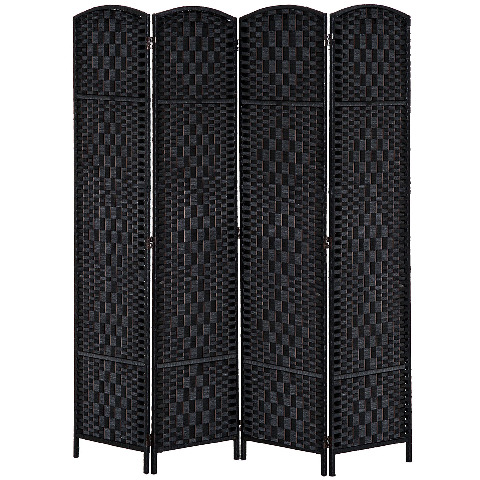 HOMCOM 6' Tall Wicker Weave 4 Panel Room Divider black-wood