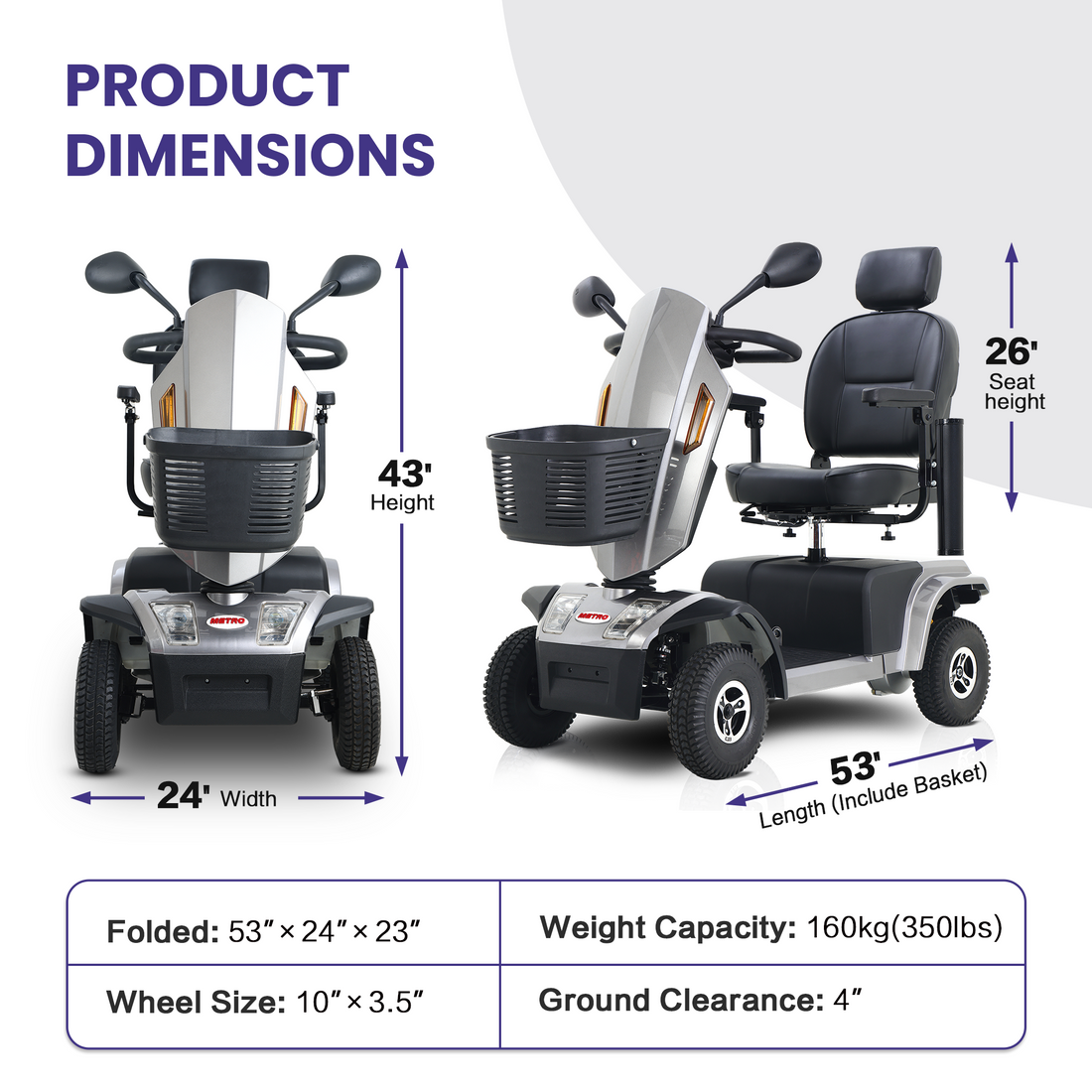 S500 Grey Heavy Duty Mobility Scooter - Grey