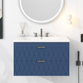 30'' Wall Mounted Bathroom Vanity with Resin 2-navy blue-stain resistant-bathroom-wall