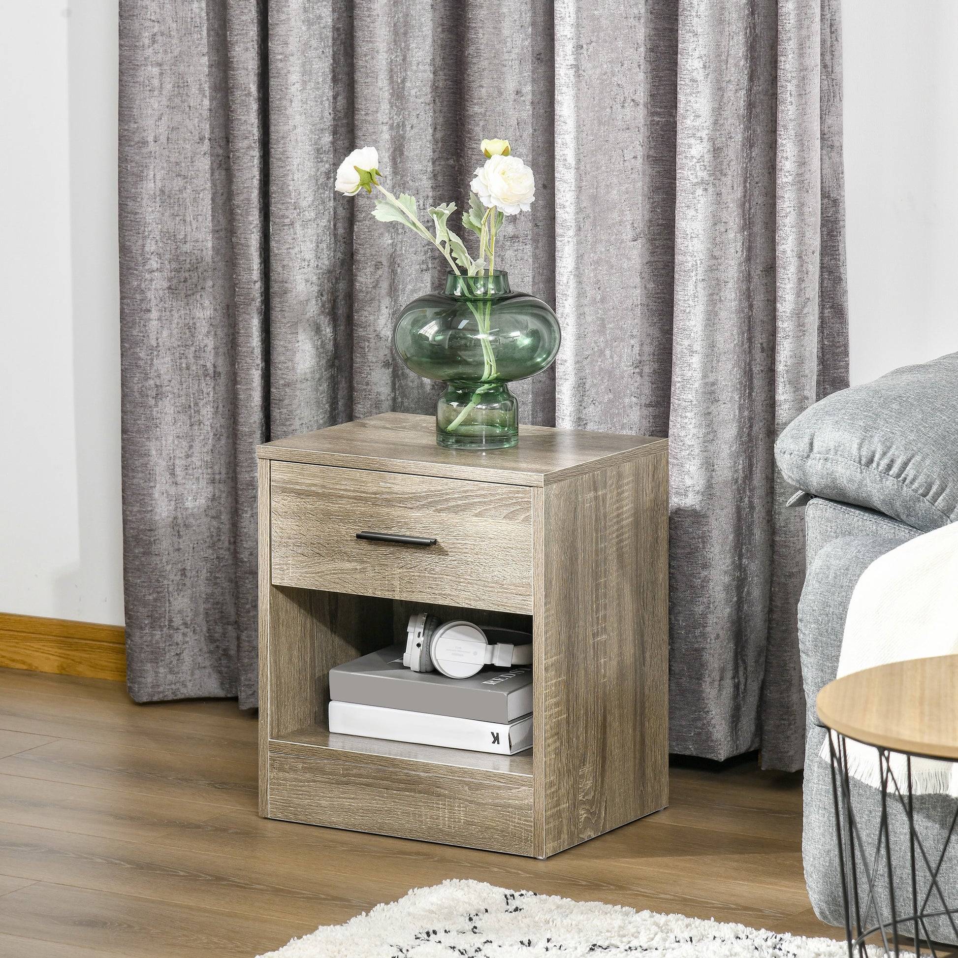 Homcom Side Table, Small End Table with Storage