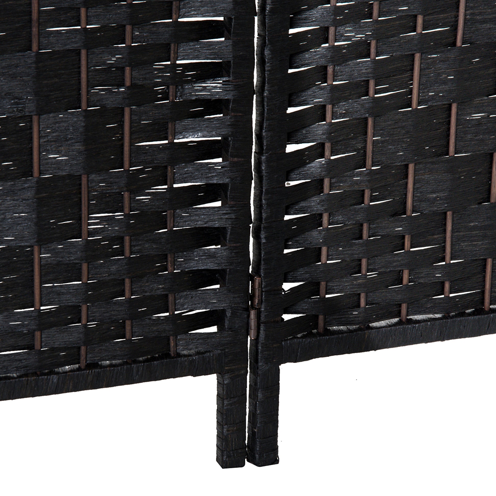 HOMCOM 6' Tall Wicker Weave 4 Panel Room Divider black-wood