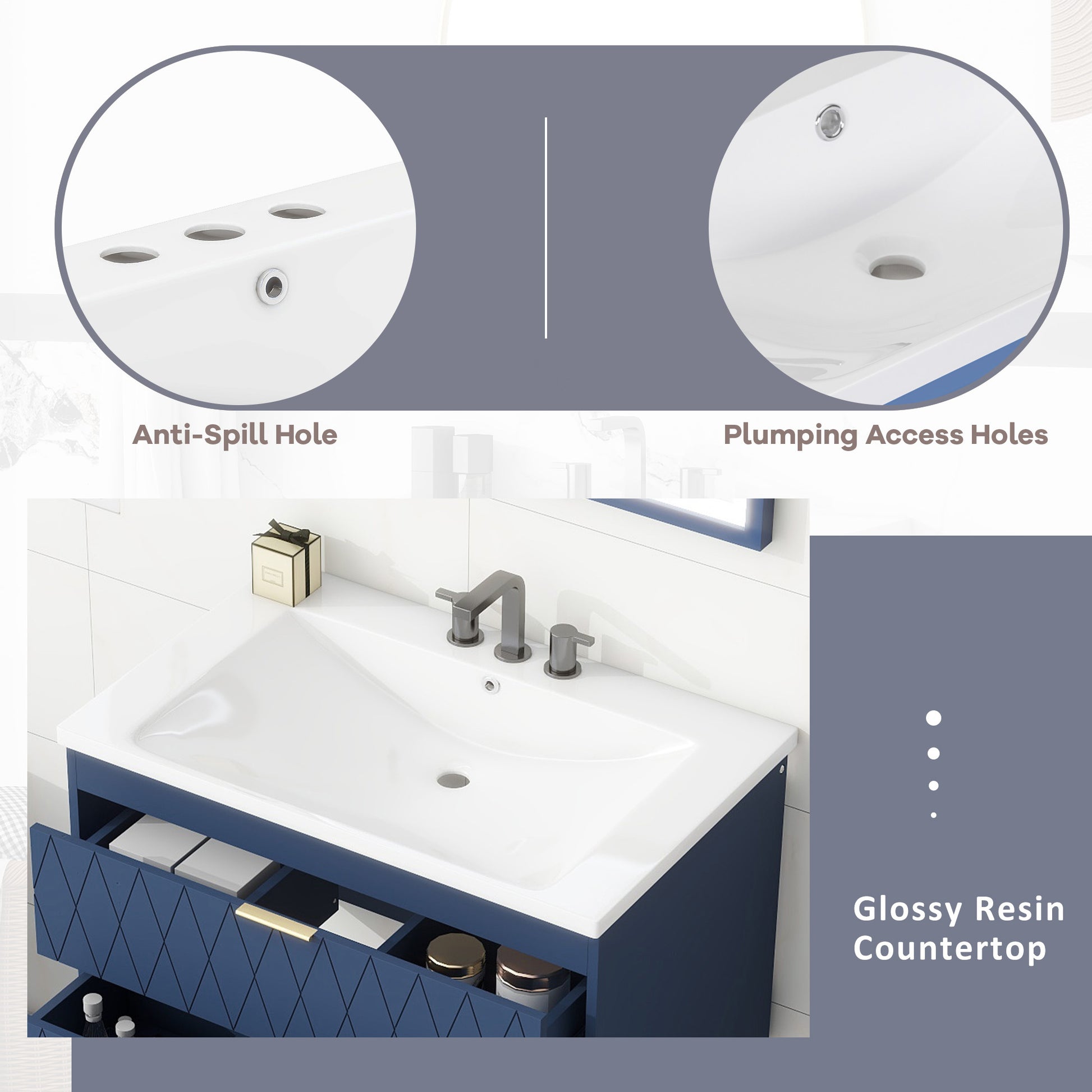 30'' Wall Mounted Bathroom Vanity with Resin 2-navy blue-stain resistant-bathroom-wall