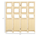 HOMCOM 4 Panel Room Divider, 5.6' Indoor Wood Portable natural-wood