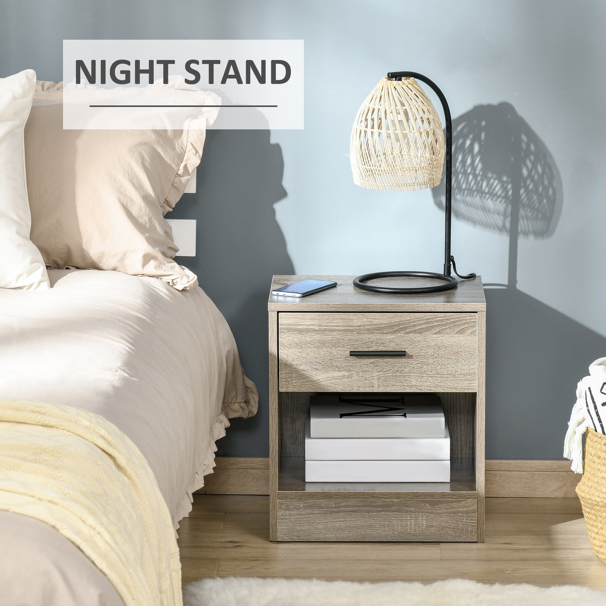 Homcom Side Table, Small End Table with Storage