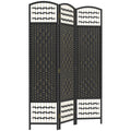 HOMCOM 3 Panel Room Divider, Folding Privacy Screen black-bamboo